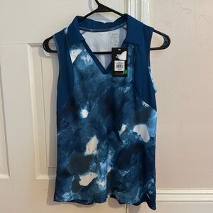 Women’s Golf Tank with Collar size small blue marble